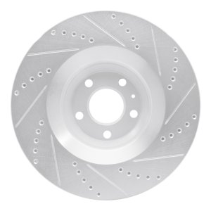 Audi A6 Quattro Brake Rotor (1) - Front Left - R1 Concepts - Drilled & Slotted - Silver - `05-`11